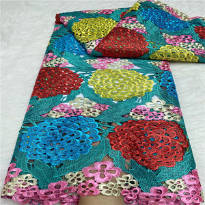 Bestway <span class=keywords><strong>Africain</strong></span> Multicolore Soluble Dans L'eau Cordon Guipure <span class=keywords><strong>Dentelle</strong></span> Tissu Motif Floral Suisse Voile pour Robe De Mariée Nigériane - Product Image 2