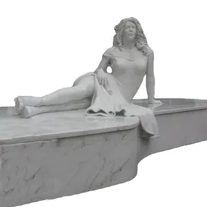 可定制室内外大理石装饰新设计现代户外抽象大理石铸造女性裸体雕塑