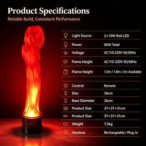 LED-Kunstflammen-Licht Rotes LED-Bühneneffektlicht mit Fernbedienung Wiederaufladbar Steckbar Künstliche <span class=keywords><strong>Feuerlampe</strong></span> für Veranstaltungen und Partys - Product Image 4