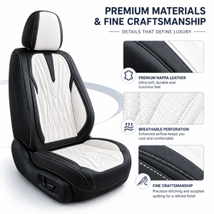 Housses de siège de <span class=keywords><strong>voiture</strong></span> de luxe universelles Luxfit en cuir Nappa, ensemble complet avant/arrière, durables, imperméables, toutes saisons, matelassées, <span class=keywords><strong>protection</strong></span> douce - Product Image 5