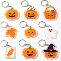 Porte-clés en acrylique coloré pour Halloween, design lumineux, mignon et effrayant, ensemble de porte-clés