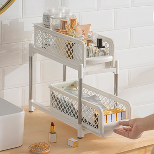Estante de almacenamiento de 2 capas para baño, esquinero de plástico para ducha y champú, soporte de pared, organizador de artículos para el hogar y la cocina - Product Image 6