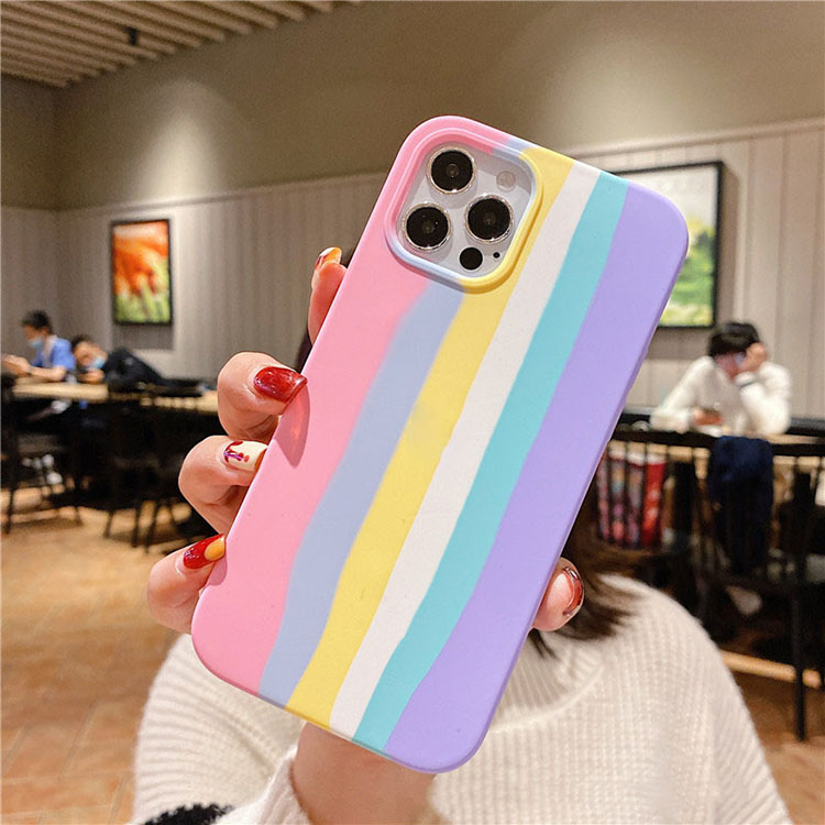 iPhone 13 Liquid Mobile Phone Silicone Cases / Rainbow Color Mobile Cover