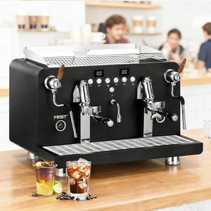 Machine à expresso semi-automatique à double tête en acier inoxydable pour usage commercial et industriel, idéale pour les cafés et restaurants. - Product Image 1