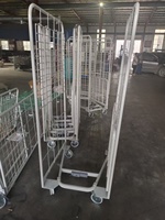 Chariot de manutention pliable trois côtés pour entrepôt, capacité 500 kg, personnalisable, avec quatre roues en métal galvanisé