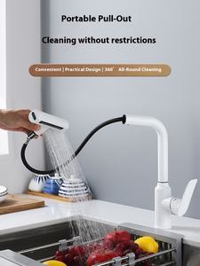 Keran dapur tarik ke luar, keran dapur fungsi ganda, hujan panas, keran wastafel bisa ditarik untuk rumah tangga, keran cuci sayuran - Product Image 6