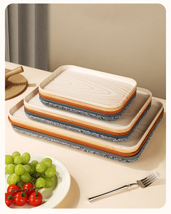 Commercial Grade Large <strong>Rectangular</strong> Wood Grain <strong>Serving</strong> Tray Food-Grade PP Tray for Cafe Desserts Afternoon Tea Modern - Product Image 6