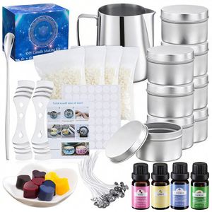 Kits de fabrication de bougies en coton parfumé non toxique en vrac, avec boîtes cadeaux de luxe vides, personnalisables et imprimées en relief - Product Image 1
