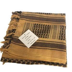 Pañuelo Cuadrado de Algodón HBSW1209 de 110 cm x 110 cm, Diseño Desértico en Gris, Blanco, Negro y Marrón a Cuadros, Pañuelo Táctico - Product Image 1