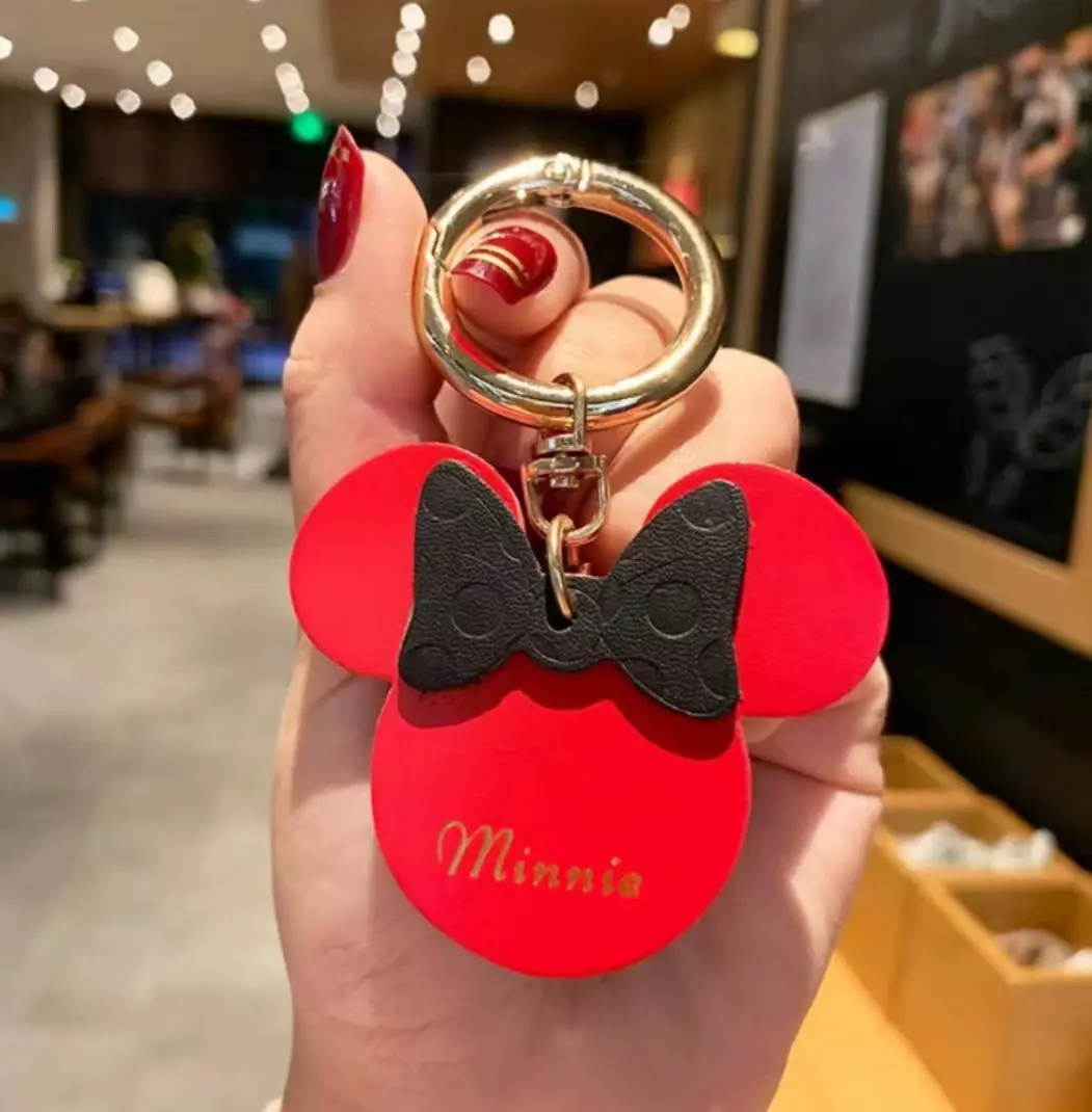 À la mode Minnie tête porte-clés en cuir mignon dessin animé portefeuille sac voiture porte-clés pour femmes étudiant cadeau décoration