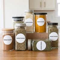 Etiqueta Adhesiva Personalizada Minimalista Preimpresa con Texto Negro sobre Vinilo Blanco Impermeable para Hierbas y Condimentos para la Cocina