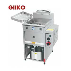 Commercial 30L 40L Large Opening Deep Vertical Gas Fryer Single Cylinder Large Capacity Fryer with Oil Pan