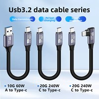 Câble de données USB-A/USB-C 3.2 haute vitesse de 0,5 mètre, 20 Gbps, adapté à la mise en miroir d'écran CarPlay, aux appareils mobiles / aux disques durs