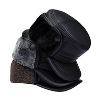 Cálido regalo de invierno estilo callejero común PU gorra de béisbol de cuero protección para los oídos hombres mayores regalo de Navidad de Acción de Gracias