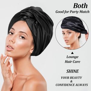 졸라매는 끈 새틴 보닛 전문 공장 사용자 정의 로고 수면 모자 다채로운 헤어 더블 레이어 얼룩 Durag 보닛 - Product Image 4