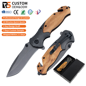 Cuchillo Plegable X50 OEM Personalizado de Acero Inoxidable 3cr13 con Mango de Madera de Olivo, Grabado Láser DIY, para Supervivencia, Camping y Caza - Product Image 1