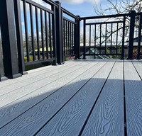 Vente en gros usine : Lames de terrasse WPC modernes 18 mm pour extérieur, ignifuges, résistantes à l'humidité et à l'usure, texture 3D gaufrée, écologiques, pour parcs