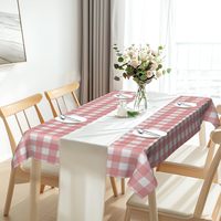 Nappes jetables en plastique imperméables à carreaux gingham rose et blanc, rectangulaires, 54x108 pouces, pour fête d'anniversaire