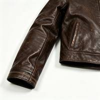 Veste personnalisée en gros, style streetwear, minimaliste, rétro, marron foncé, effet vieilli, délavé à l'huile et au cire, vintage