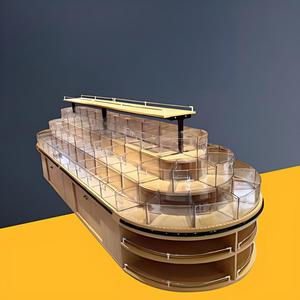 Étagère de présentation pour supermarché, armoire à snacks double face pour magasin de proximité, en acier et imitation bois - Product Image 1