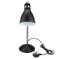 Lampe de table en métal noir pour la protection des yeux, abat-jour en forme de tambour, col de cygne flexible, alimentation CA, ampoule E26 (salon/chambre/lecture)