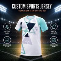 T-shirt de sport personnalisé à séchage rapide par sublimation, manches raglan, imprimé géométrique, respirant, pour entraînement d'équipe
