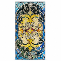 Handgefertigtes Barock-Medaillon mit Kathedralenglas-Textur, Silber-Bleiverzierung, Dekoratives Panel für Europäische Hotels und Restaurants