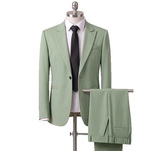 Traje Formal de 3 Piezas para <span class=keywords><strong>Hombre</strong></span>, Dos Botones, Color Sólido, Corte Entallado, Blazer con Solapa de Pico, Chaleco y Pantalones, Varios Colores - Product Image 5
