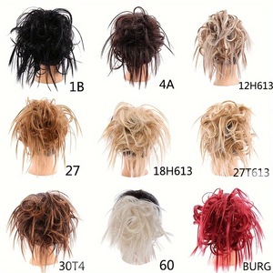 Moños rizados despeinados con efecto peluca, accesorios para el cabello de aspecto natural para mujer, para uso diario y festivales - Product Image 3