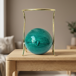 Luxury Resin Handmade Globe Decorative Piece Eco-friendly Customized Color Gold Stand Teal Exquisite Design Unique Style Gift - Product Image 1