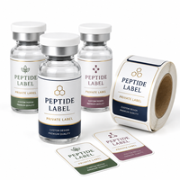 Étiquettes personnalisées pour peptides, autocollants imperméables pour flacons, rouleaux d'autocollants, logo personnalisé, petites bouteilles en verre, impression d'emballages à marque privée