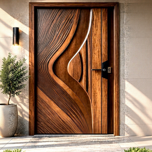 Custom Solid Wood Carved Modern Front Entry Door for Bedroom <b>Bathroom</b> Living Room Home Office Dining & Hotel Use - Product Image 1
