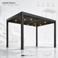 Pergola bioclimatique en aluminium facile à assembler, motorisée, imperméable, avec toit à lames rétractables pour jardin, terrasse et patio