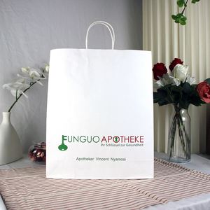 Custom Printed Logo Disposable Biodegradable Greaseproof Shopping Recycle Packaging Small Art Paper <b>Bag</b> with Handles - Product Image 3