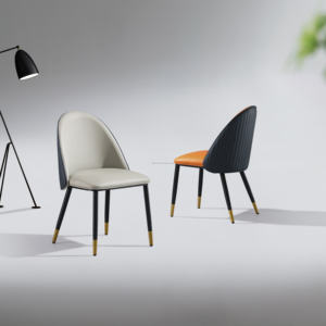 Silla de Comedor Moderna y Elegante con Estructura de Madera, Respaldo Curvo Confortable, Tapizada en Cuero Sintético Ecológico, Color Personalizable - Product Image 2