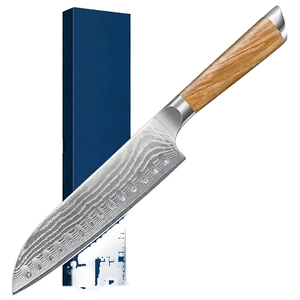 Couteau de cuisine Santoku Damas Keensun de haute qualité, en acier inoxydable, avec manche en bois écologique, luxe, 7 pouces, ambidextre - Product Image 1