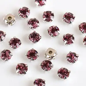 Hot Sale Round Shape Crystal Glass Rhinestone With Metal Claw For Sewing