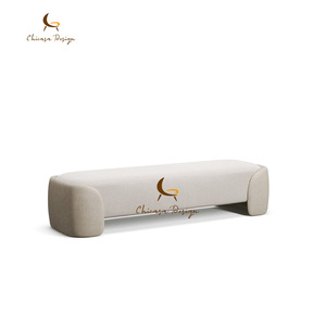 Top Selling All Upholstered Curved Leg Velvet Bed <b>Bedroom</b> Entry Villa Homestay Long Ottoman <b>Stool</b> - Product Image 2