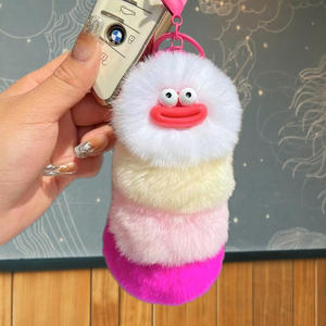 2025 nuevo lindo Real Rex conejo oruga llavero creativo dibujos animados muñeca felpa luz llavero rojo al por mayor en Internet - Product Image 6