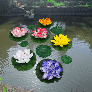 Fleurs de lotus artificielles pour décoration de bassin, aménagement paysager, fausses fleurs, nénuphars flottants en plastique pour l'eau - Product Image 6