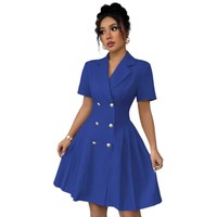Robes de Soirée Vintage pour Femmes, Manches Courtes, Col en V, Silhouette Trapèze, Taille Cintrée, Robe de Carrière Croisée, Vente en Gros