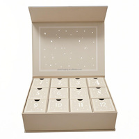 Calendrier de l'Avent vide à 12 tiroirs rose, impression personnalisée, pelliculage mat, boîte cadeau en carton, emballage de luxe