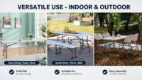 Vente directe usine – Table pliante moderne et minimaliste en plastique, banc long en PEHD moulé par soufflage, mobilier d'extérieur pour la rue