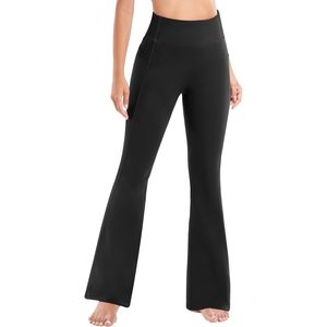 FOXA Fleece Lined Yoga Pants High Waist With Pockets Warm <b>Flare</b> <b>Leggings</b> For Women Winter Workout Wear - Product Image 5