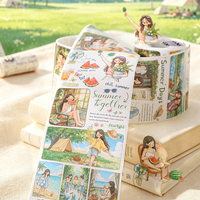 Lot de rubans Washi Mr.Paper, adhésifs simple face, 2 m de long, grands motifs de personnages pour journalisation, scrapbooking et loisirs créatifs