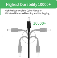 Câble répartiteur d'alimentation cc DC 5.5mm X 2.1mm prise femelle à 2 prises mâles Y adaptateur d'extension d'alimentation pour caméras de vidéosurveillance bande lumineuse LED