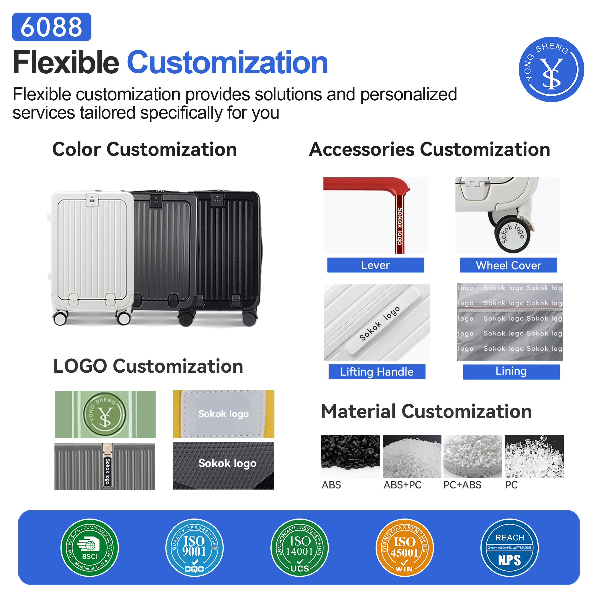 High Quality White Lightweight Front Open Suitcase Luggage Custom Waterproof Hard Shell PC Travel Luggage With Cup Holder