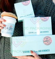 Boîtes à Cookies de Livraison et à Emporter en Papier Rose de Qualité Alimentaire avec Logo Personnalisé pour Pâtisserie, Mochi et Donuts