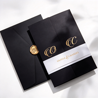 Enveloppe rectangulaire personnalisable noire à double porte en carton rigide, pour usage transfrontalier, invitation de mariage de style occidental, dorure à chaud