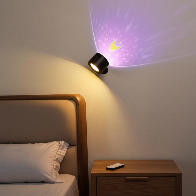 Rechargeable 360 Magnetic Rotating Starry Light Remote Dimmable LED Wall Sconce Night Light